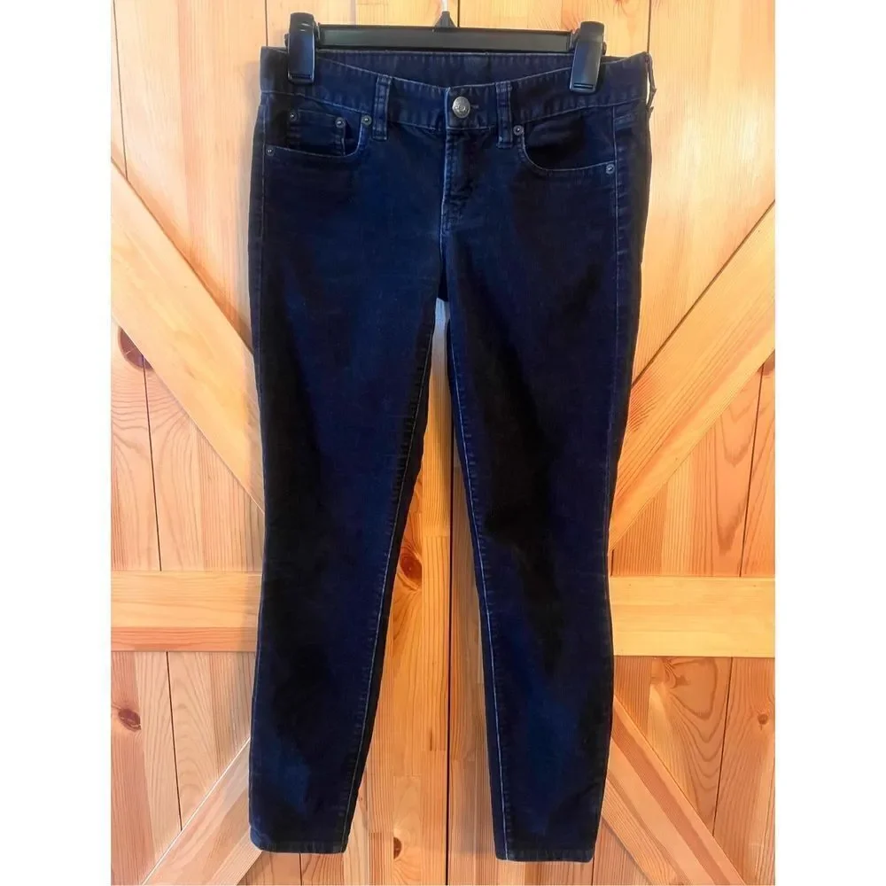 J Crew Corduroy Jeans Womens 24 Pants Black Stretch Soft Skinny (1195)